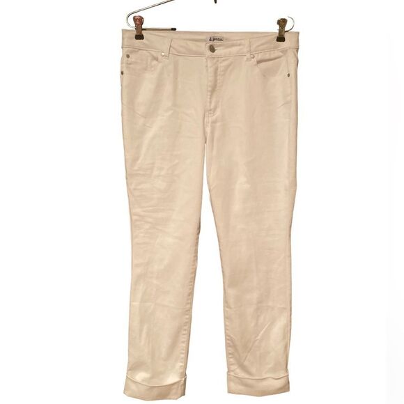D. Jeans White Cuffed Cropped Ankle Pants Size 12 - Picture 1 of 6